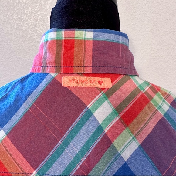 Tom Tailor Multi Color Long Sleeve Plaid Shirt w/Mother of Pearl Snap-On Buttons - Picture 4 of 4